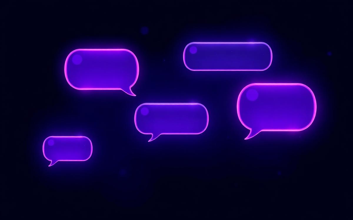 Glowing purple chat bubbles representing AI companion conversations